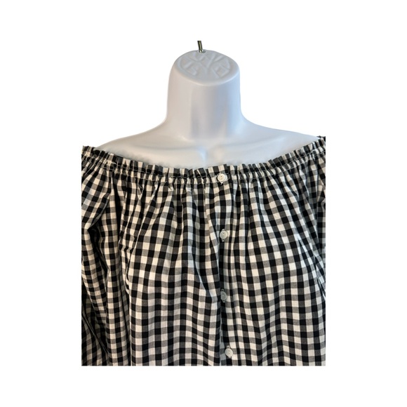 Caution To The Wind Black White 3/4 Sleeve Peasant Top Size Small - Picture 2 of 10